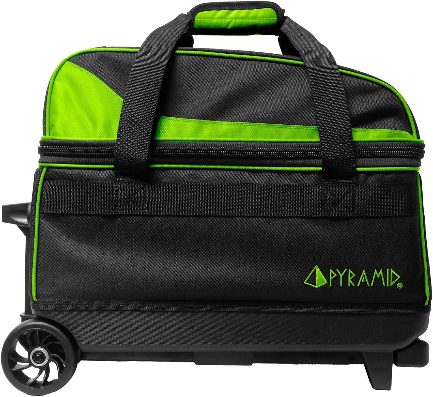 Prime Double Roller 2 Ball Bowling Bag with Large Separate Compartment for Bowling Shoes (Up to US Mens Size 15) or Accessories, Retractable Handle - Extends to 40"