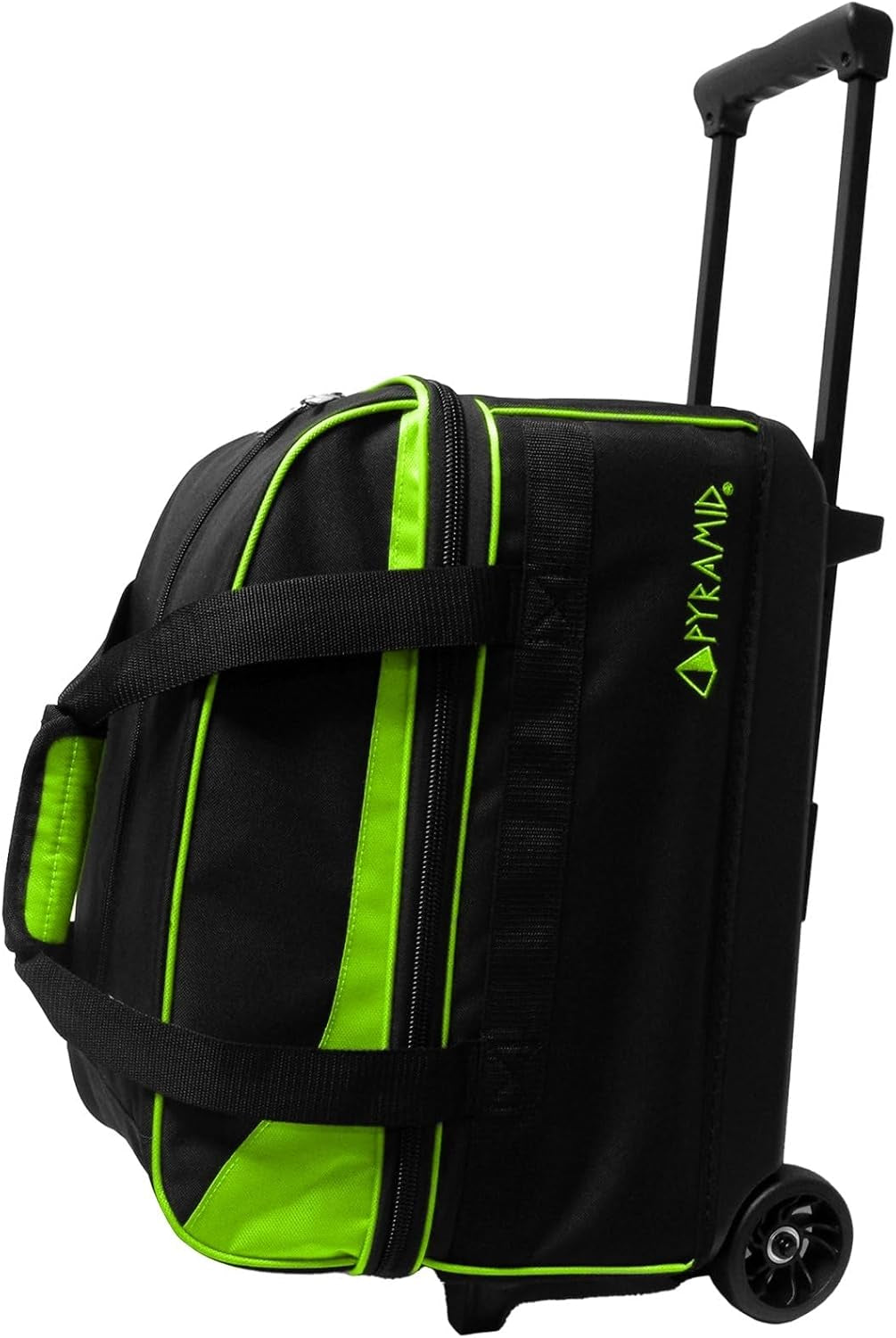 Prime Double Roller 2 Ball Bowling Bag with Large Separate Compartment for Bowling Shoes (Up to US Mens Size 15) or Accessories, Retractable Handle - Extends to 40"