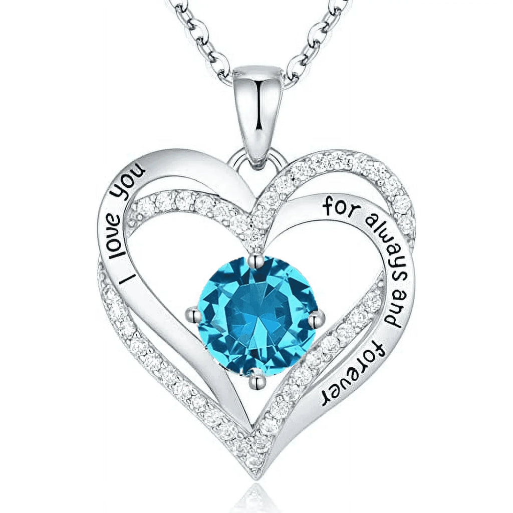 Love Pendant Necklace with Zirconia Birthstone, Women'S Jewelry Gift for Christmas, Birthday, Anniversary